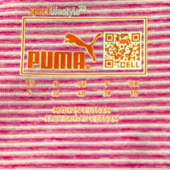 Puma Pink & White Striped Polo with Cap Sleeves Size S - Picture 8 of 9